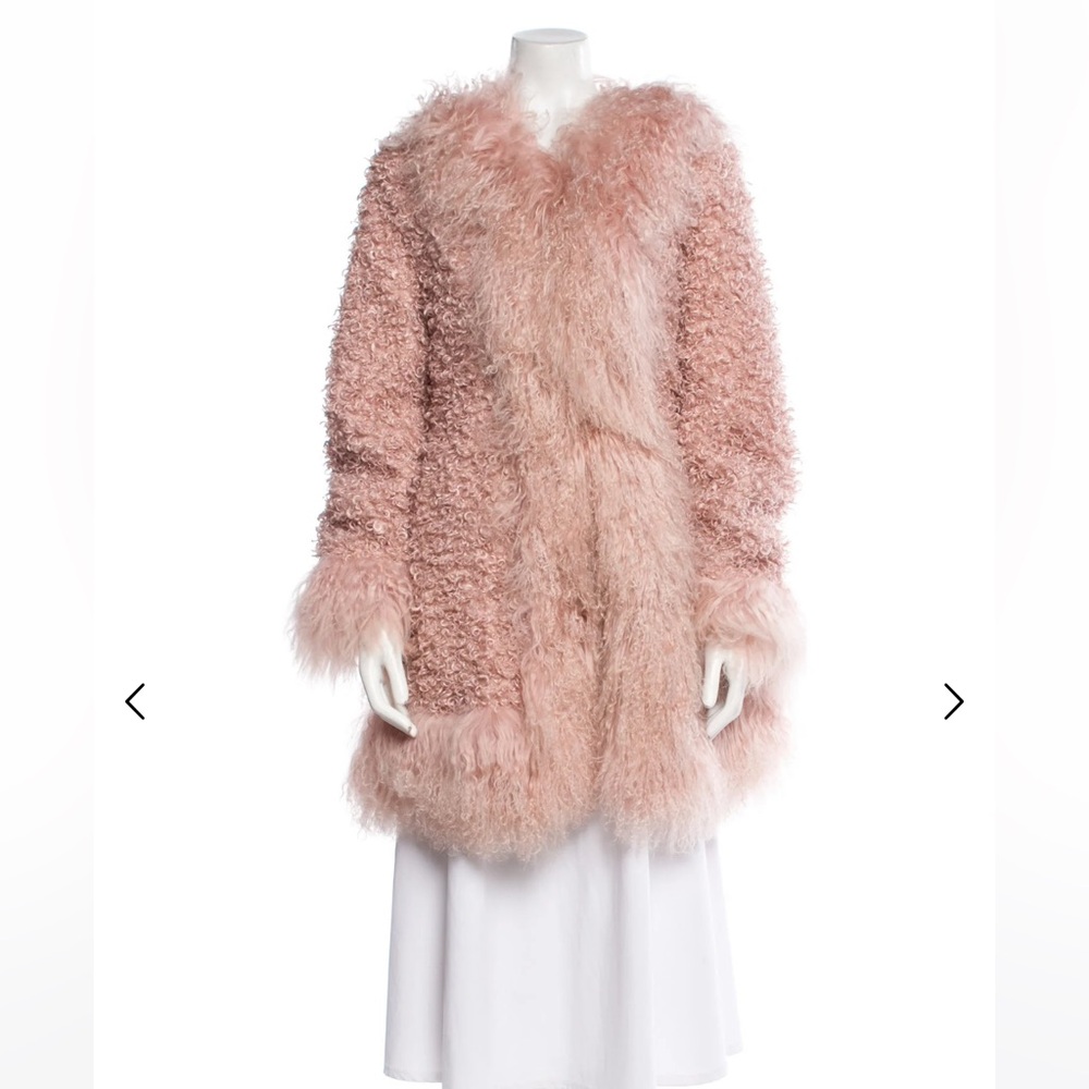Charlotte Simone Pink Teddy Jacket with Fluffy Texture and Wide Mongolian Collar